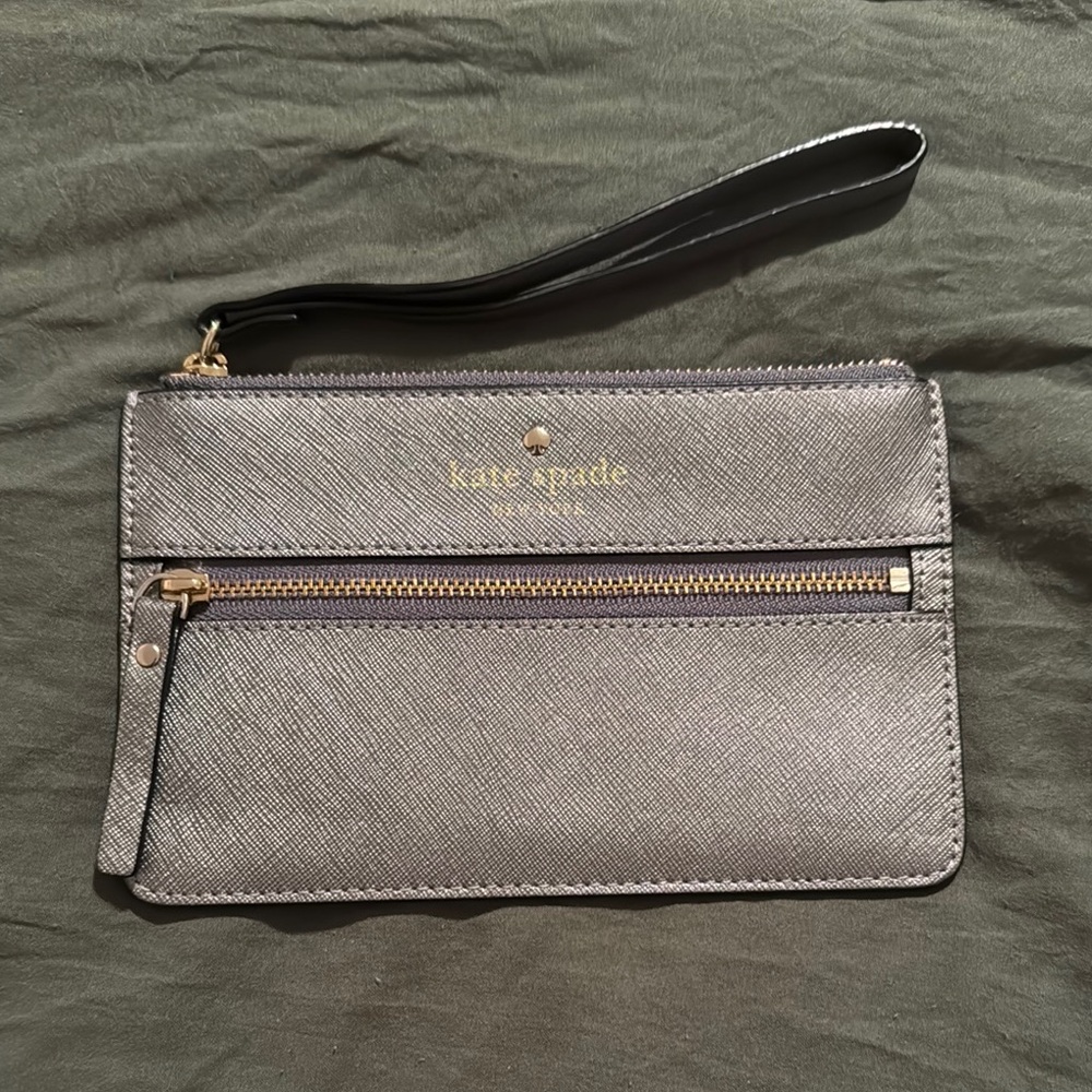 Kate Spade Metallic Silver Wristlet